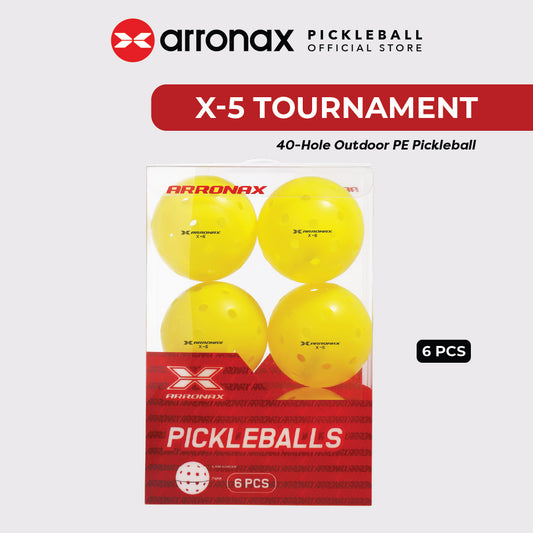 X-5 Elite Pro 40-Hole PE Tournament-Grade Pickleball 6-Pcs (Upgraded)